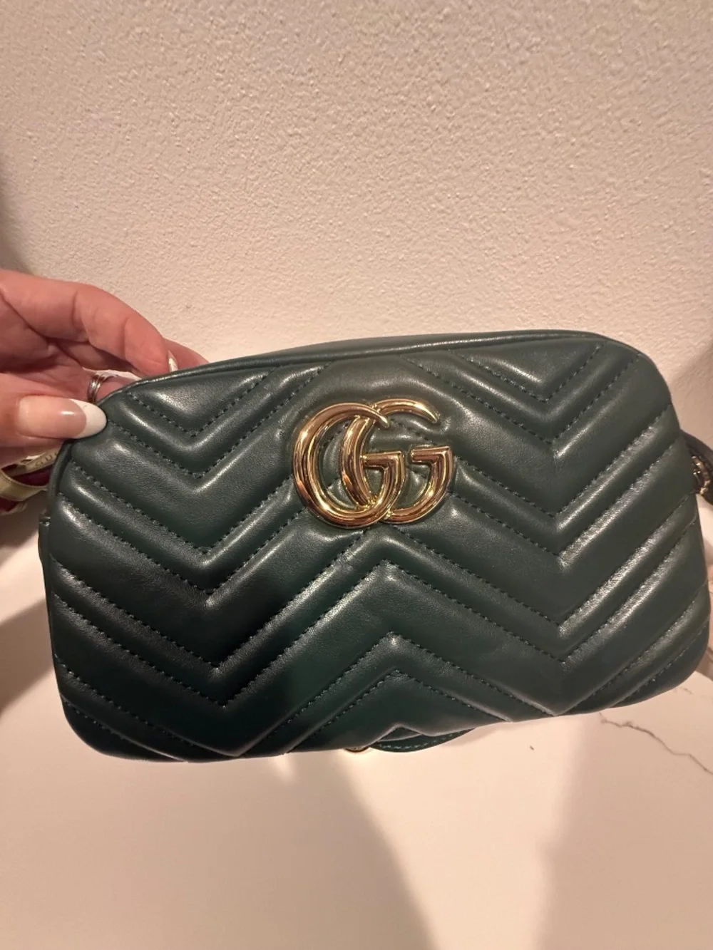 Green Chevron Camera Bag